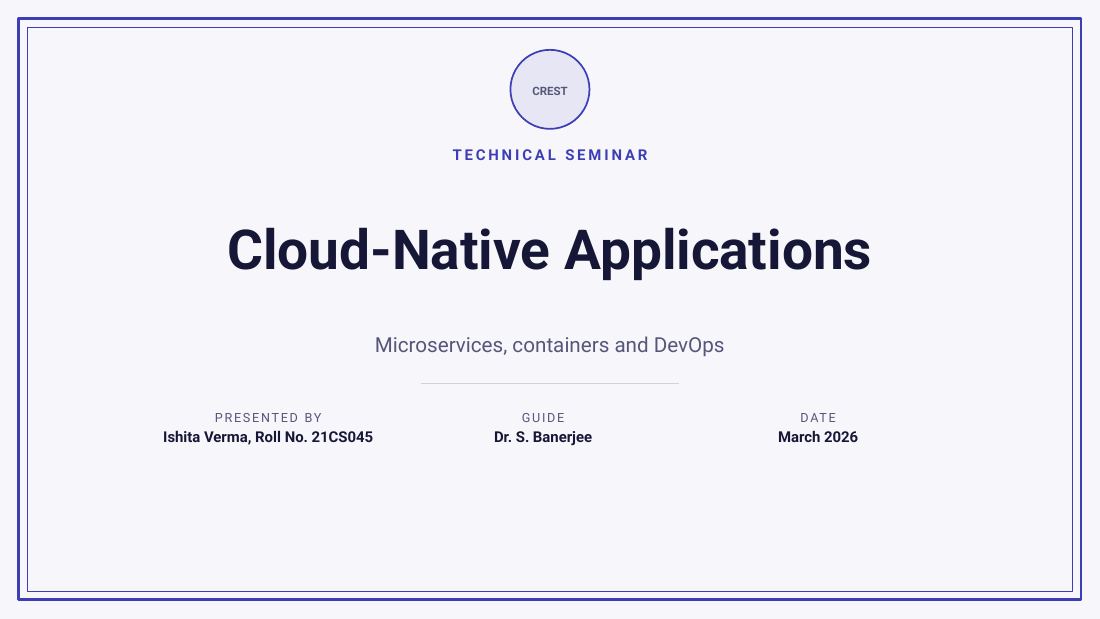 Cloud-Native Applications (Indigo Light) — cover slide