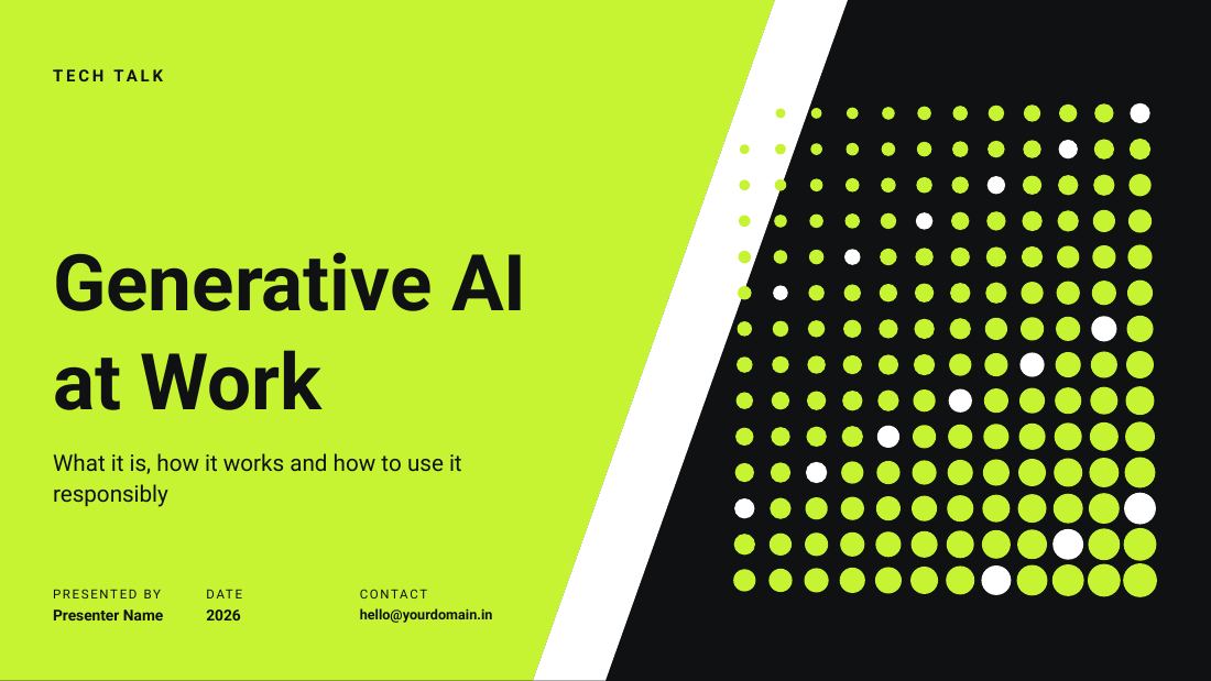 Generative AI at Work (Obsidian Lime) — cover slide