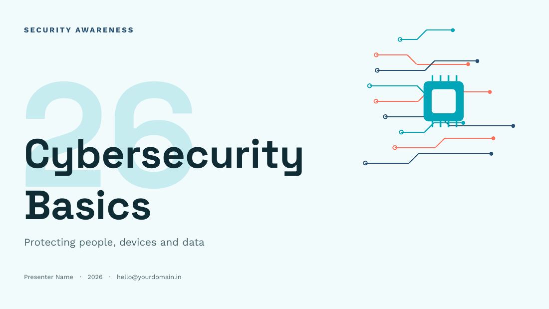 Cybersecurity Basics (Aqua Coral) — cover slide
