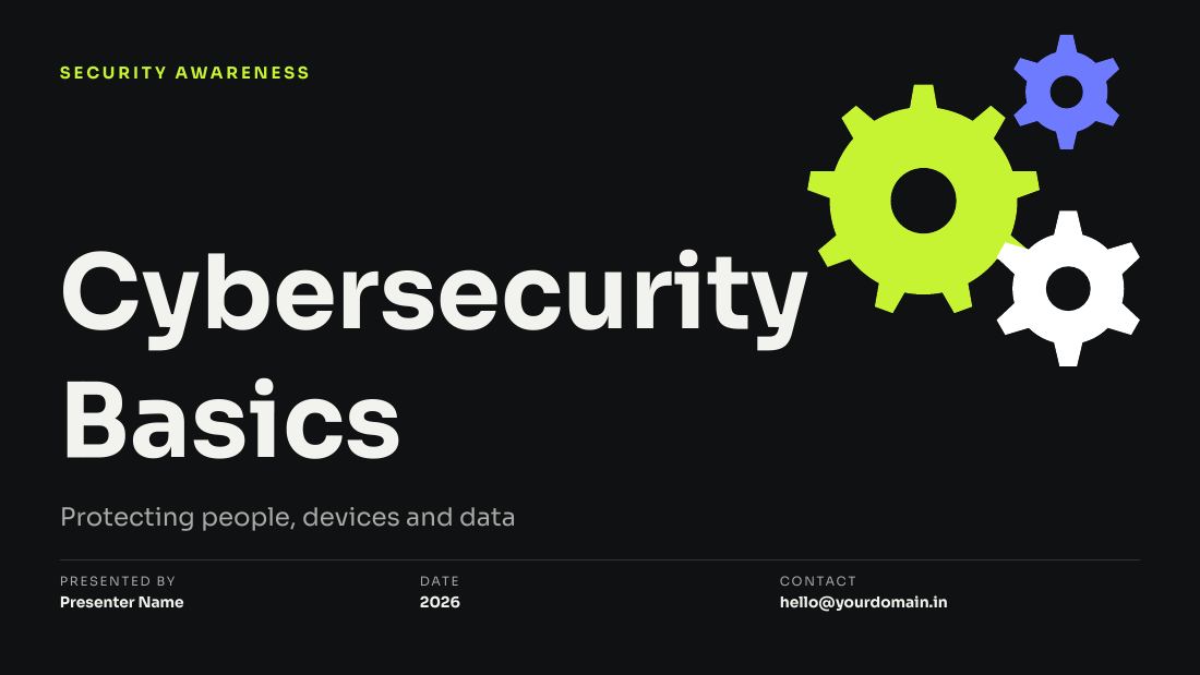 Cybersecurity Basics (Obsidian Lime) — cover slide