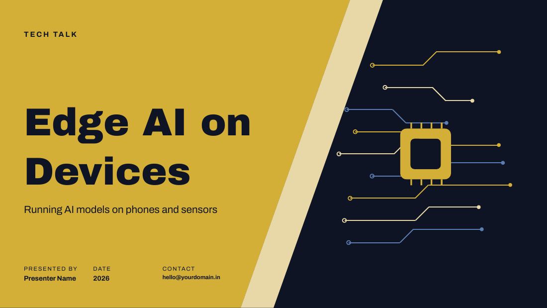 Edge AI on Devices (Midnight Gold) — cover slide