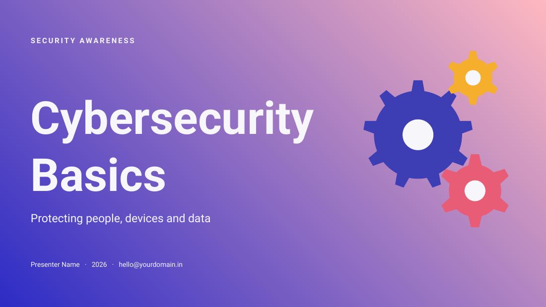 Cybersecurity Basics (Indigo Light) — cover slide