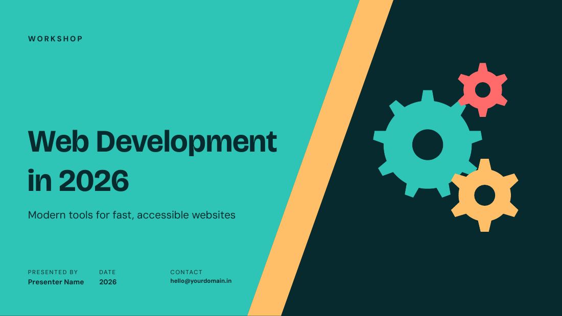 Web Development in 2026 (Deep Teal) — cover slide