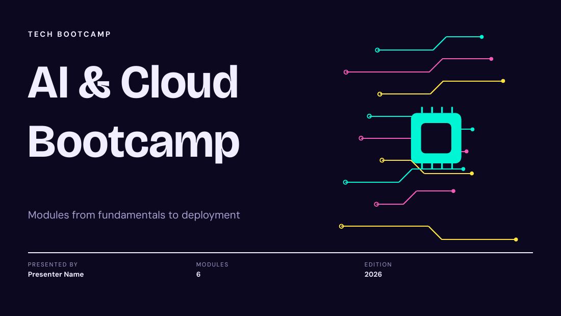 AI & Cloud Bootcamp — Tech / AI (long) — cover slide