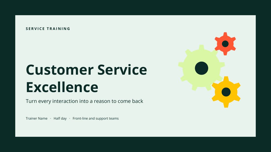 Customer Service Excellence (Dark Green) — cover slide