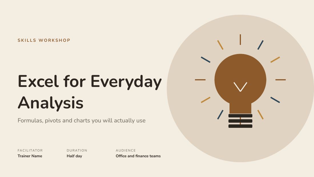 Excel for Everyday Analysis (Kraft) — cover slide
