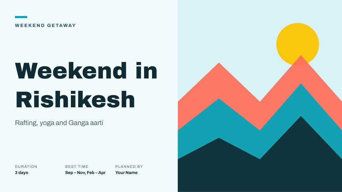 Weekend in Rishikesh (Aqua Coral) — cover slide