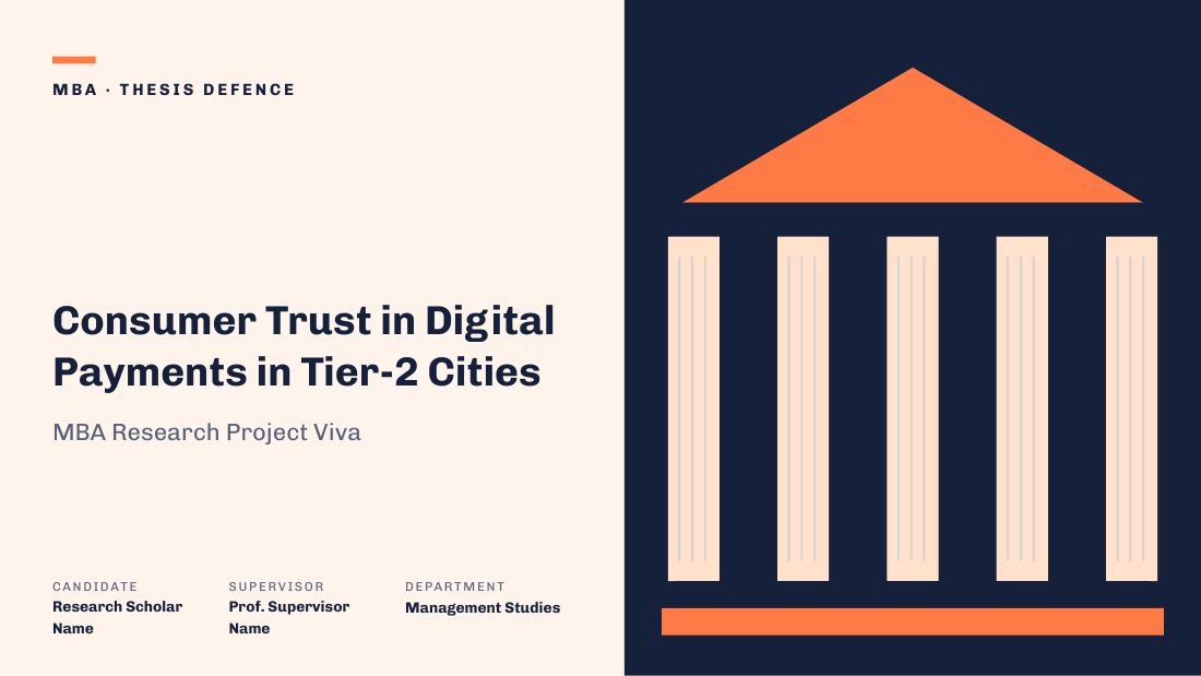 Consumer Trust in Digital Payments in Tier-2 Cities (Peach Navy) — cover slide