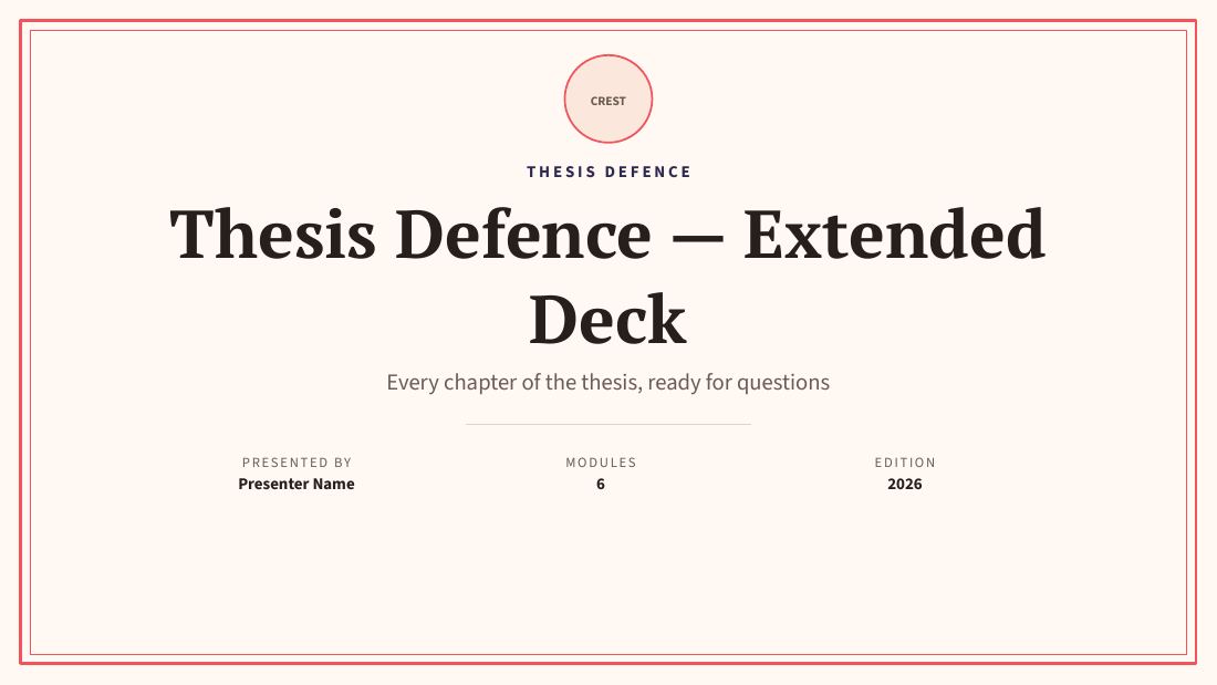 Extended Deck — Viva / thesis defence (long) — cover slide