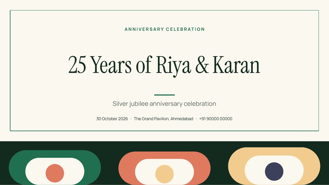 25 Years of Riya & Karan (Cream Green) — cover slide