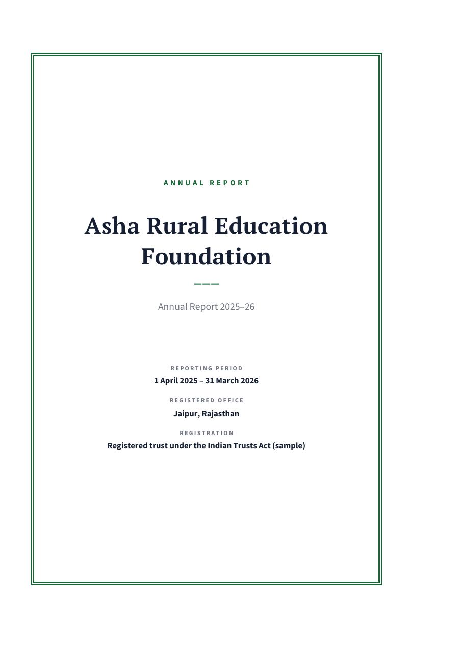 Asha Rural Education Foundation — Annual Report (full) — page 1