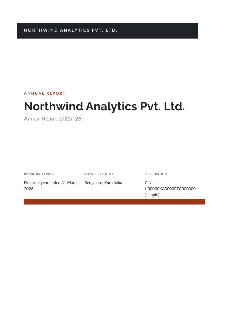 Northwind Analytics Pvt. Ltd. (Band · Raleway) — page 1