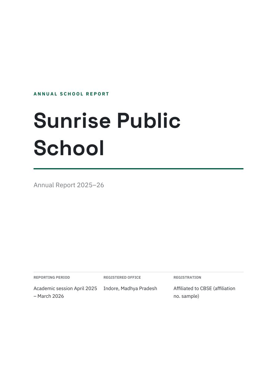 Sunrise Public School (Minimal · Space Grotesk) — page 1