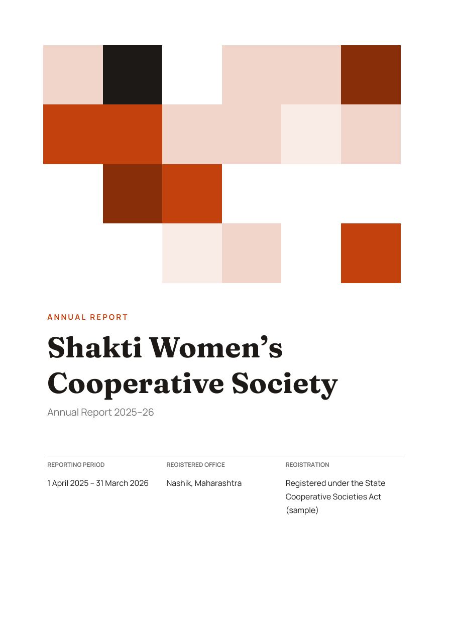 Shakti Women’s Cooperative Society — Annual Report (full) (Geometric · Fraunces) — page 1
