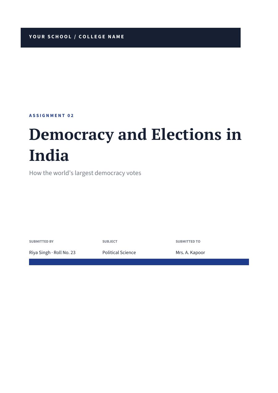 Democracy and Elections in India (Band · PT Serif) — page 1