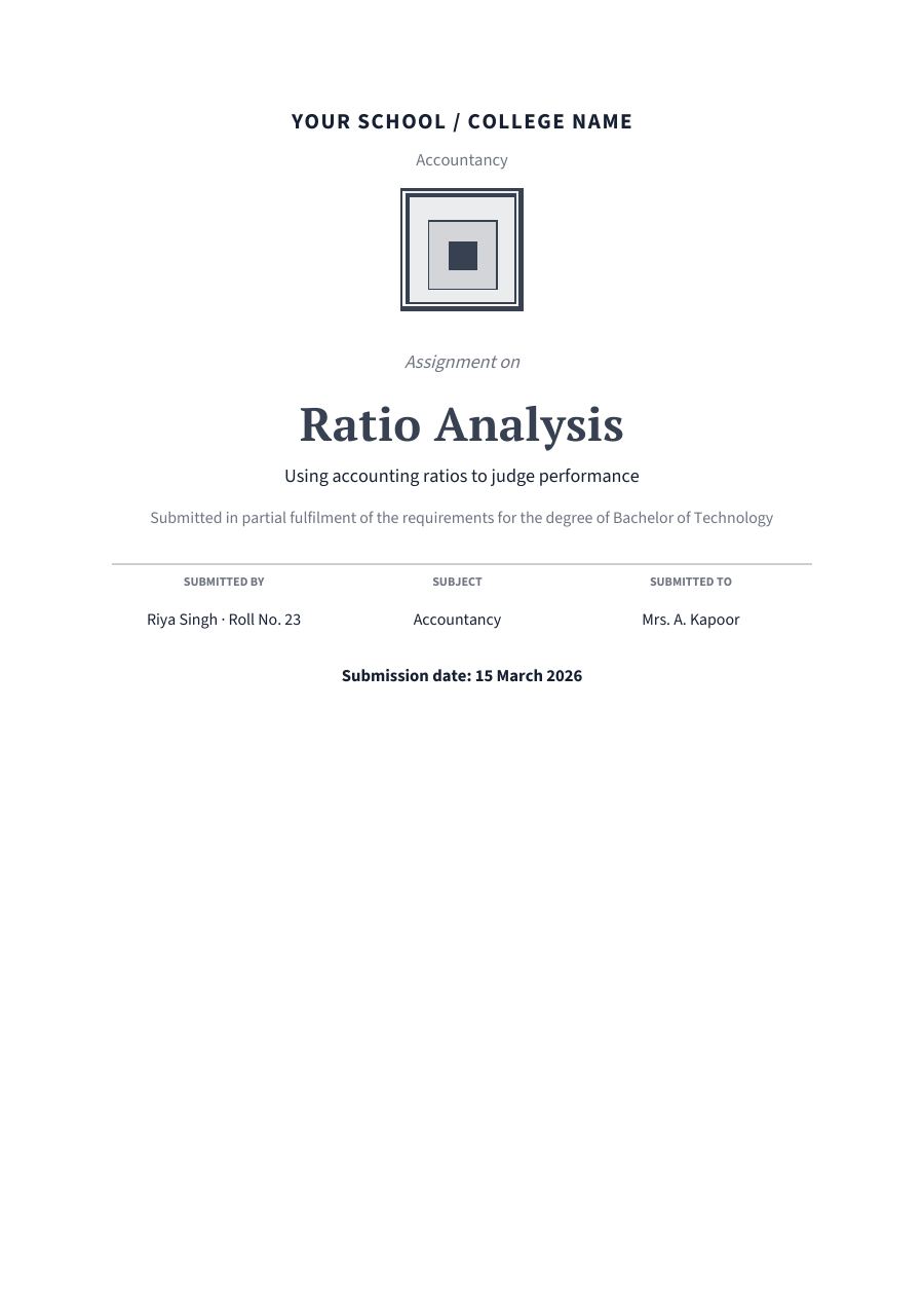 Ratio Analysis — page 1