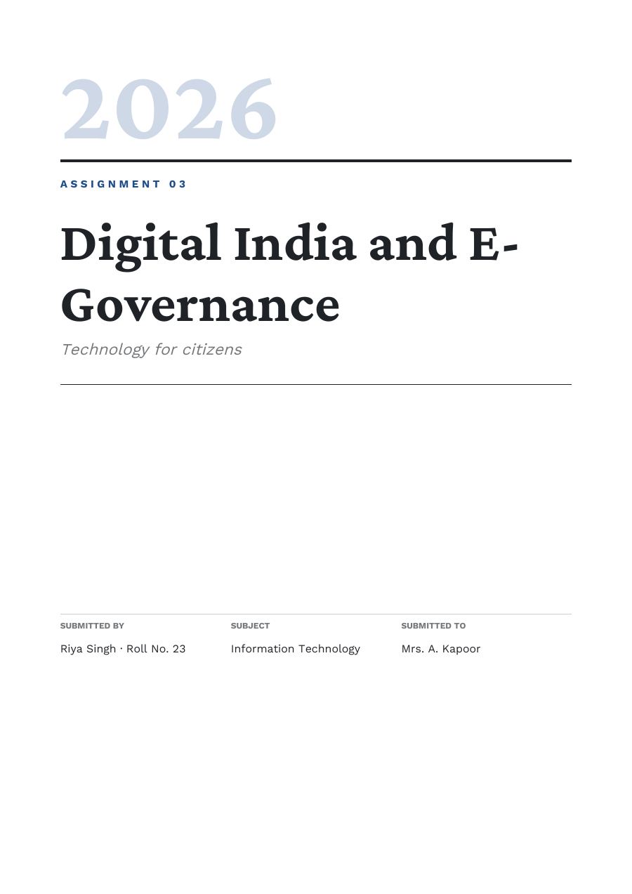 Digital India and E-Governance (Editorial · Crimson Pro) — page 1