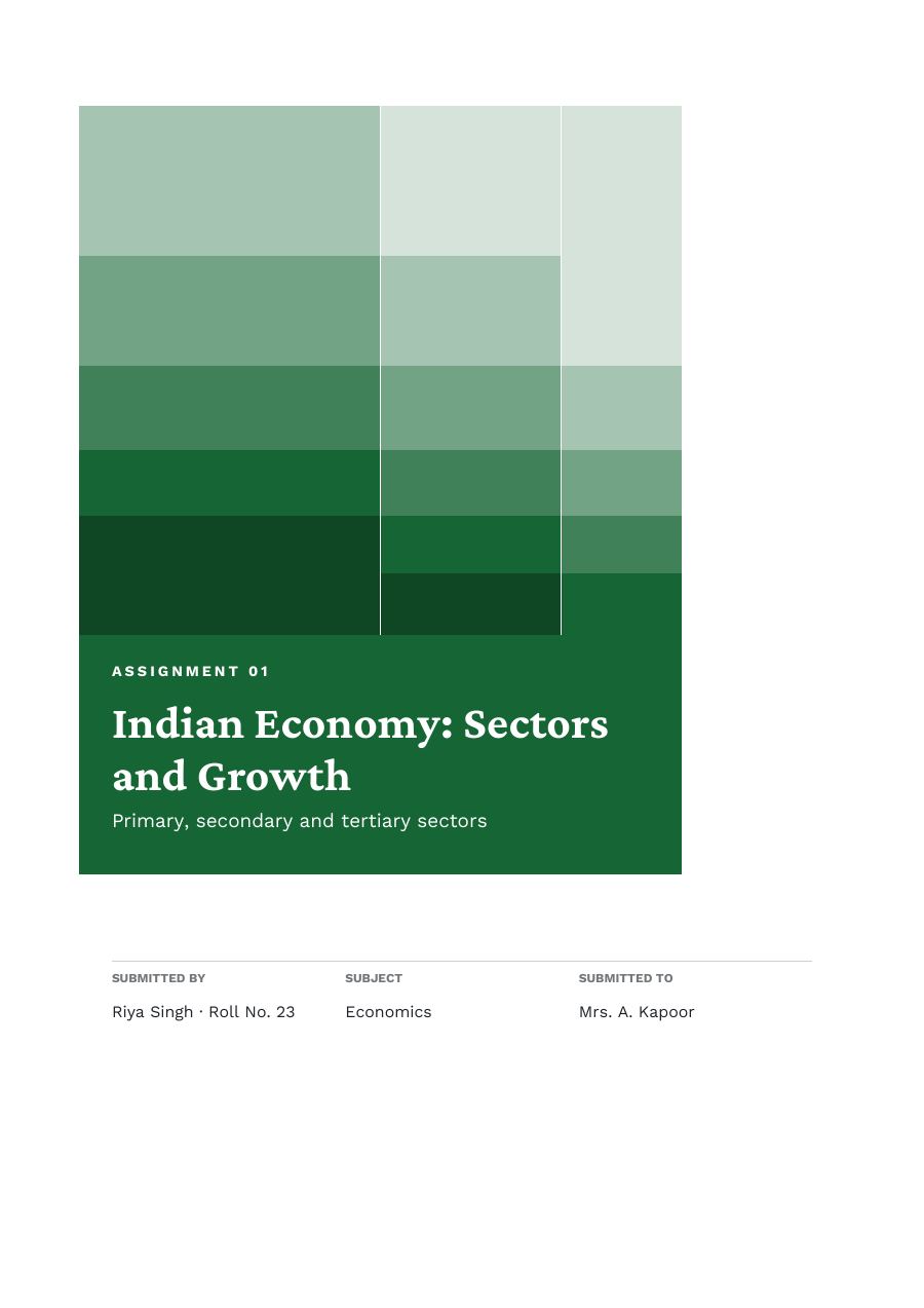 Indian Economy: Sectors and Growth (Colour Block · Crimson Pro) — page 1