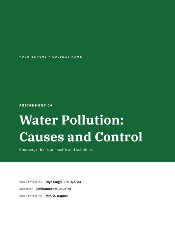 Water Pollution: Causes and Control (Full Colour · IBM Plex Serif) — preview