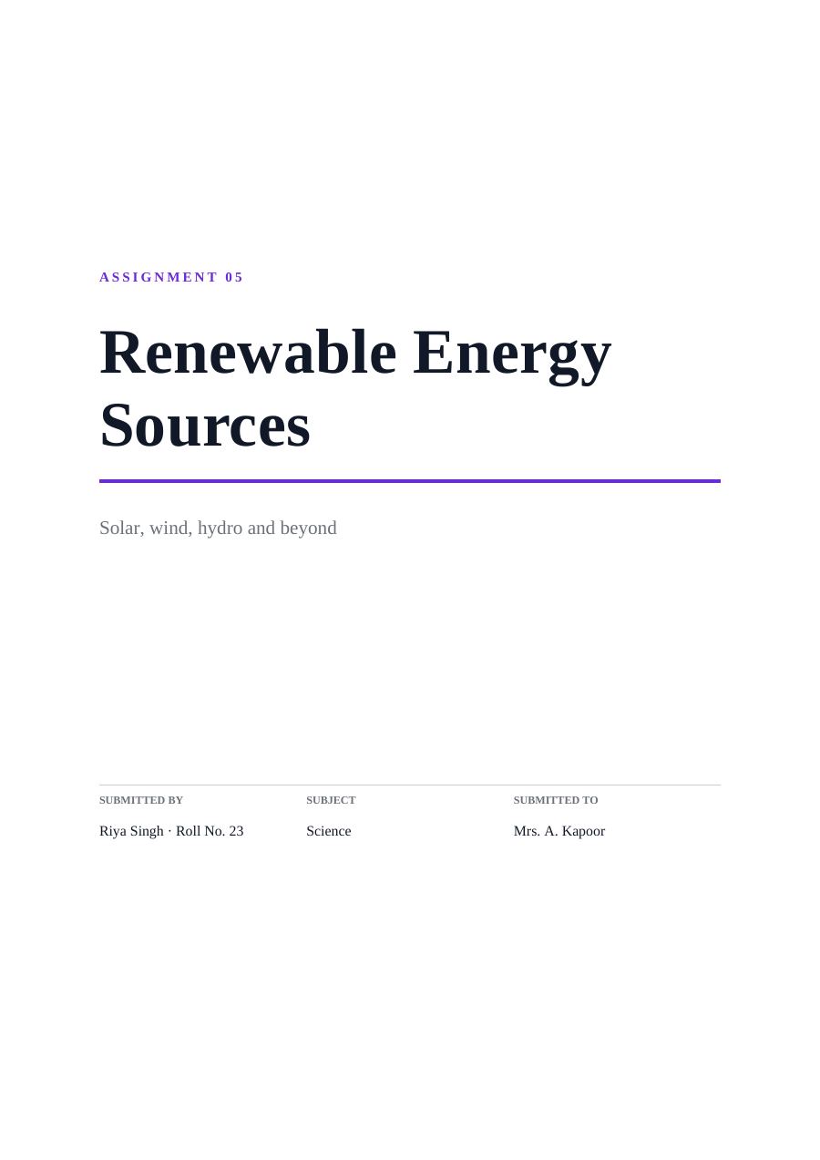 Renewable Energy Sources — page 1