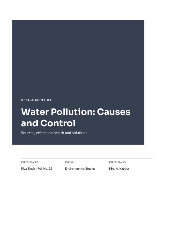 Water Pollution: Causes and Control (Block · Sora) — preview