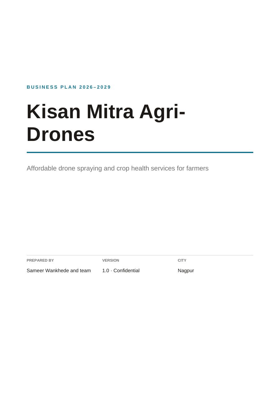 Kisan Mitra Agri-Drones (Minimal · Arial) — page 1