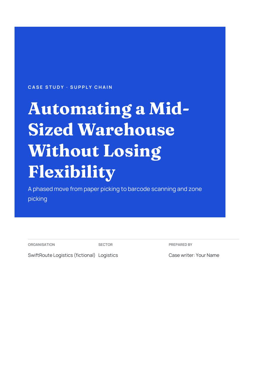 Automating a Mid-Sized Warehouse Without Losing Flexibility (Block · Fraunces) — page 1