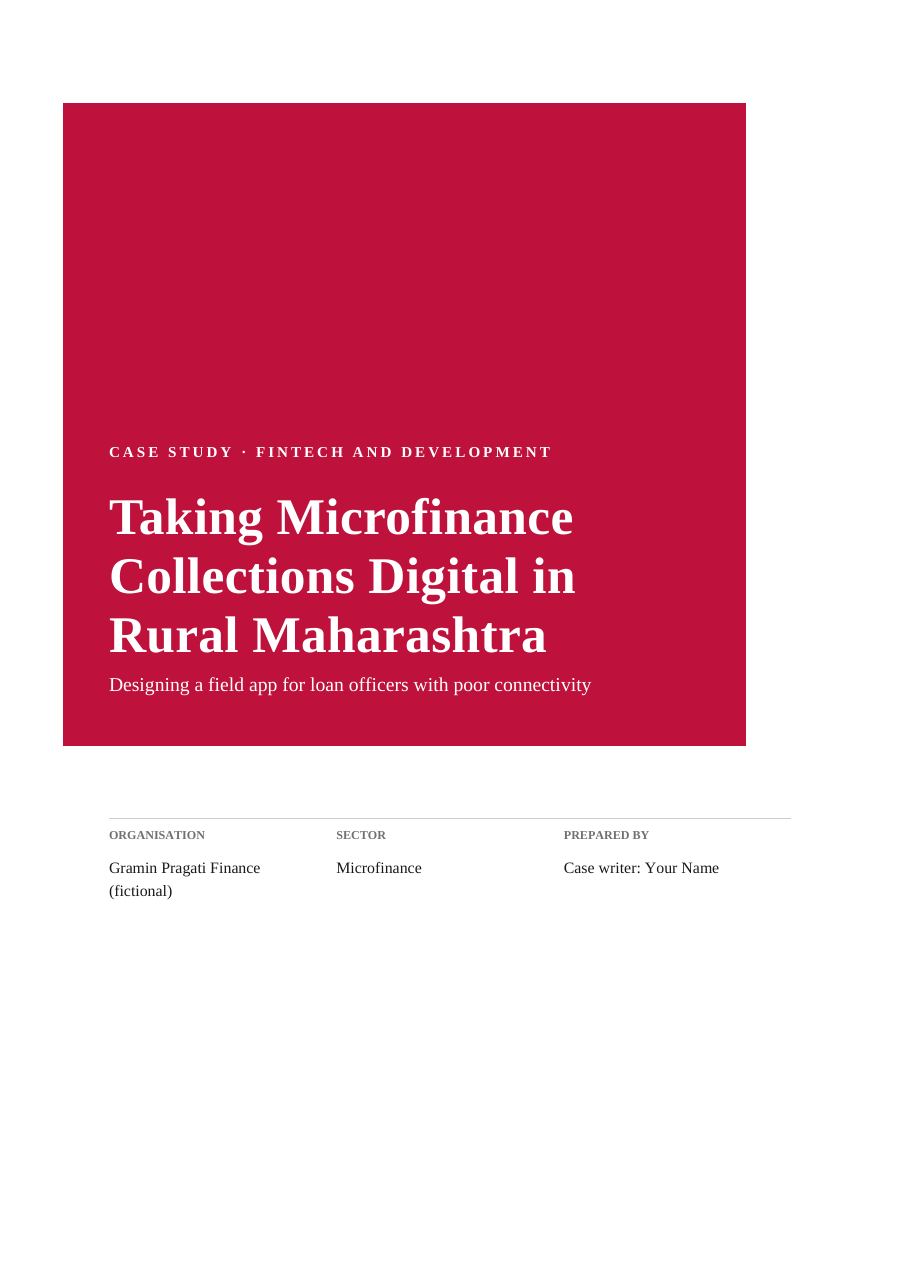 Taking Microfinance Collections Digital in Rural Maharashtra (Block · Times New Roman) — page 1
