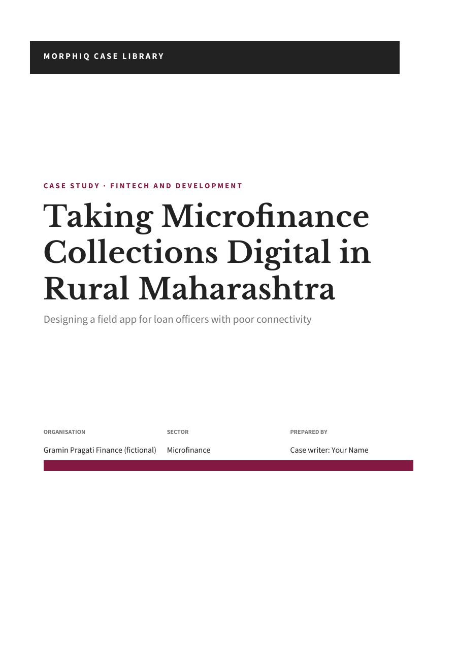 Taking Microfinance Collections Digital in Rural Maharashtra (Band · Libre Baskerville) — page 1