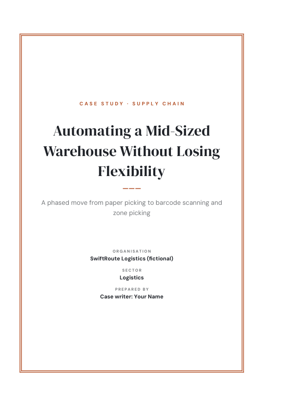 Automating a Mid-Sized Warehouse Without Losing Flexibility (Framed · DM Serif Display) — preview