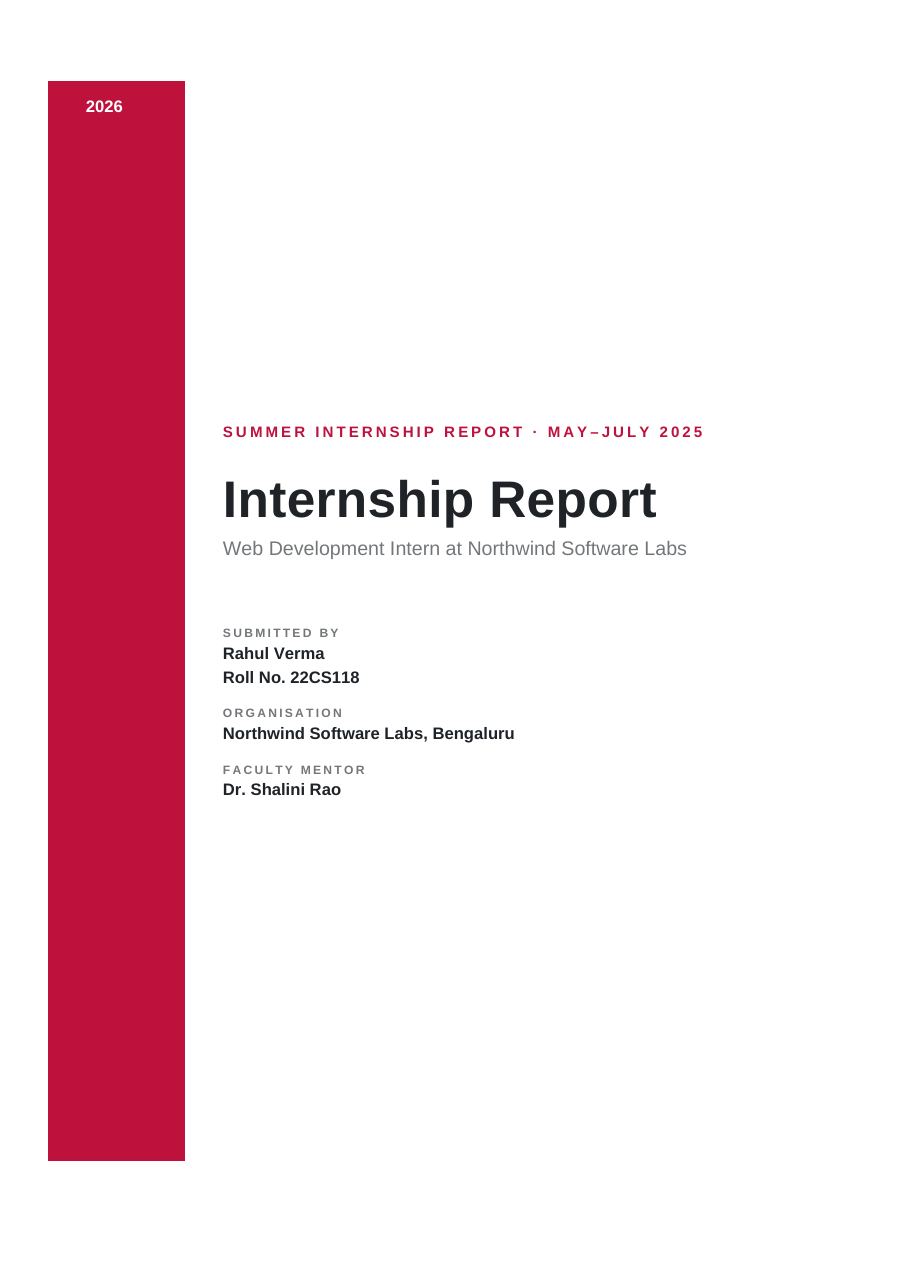 Web Development Intern (Sidebar · Arial) — page 1