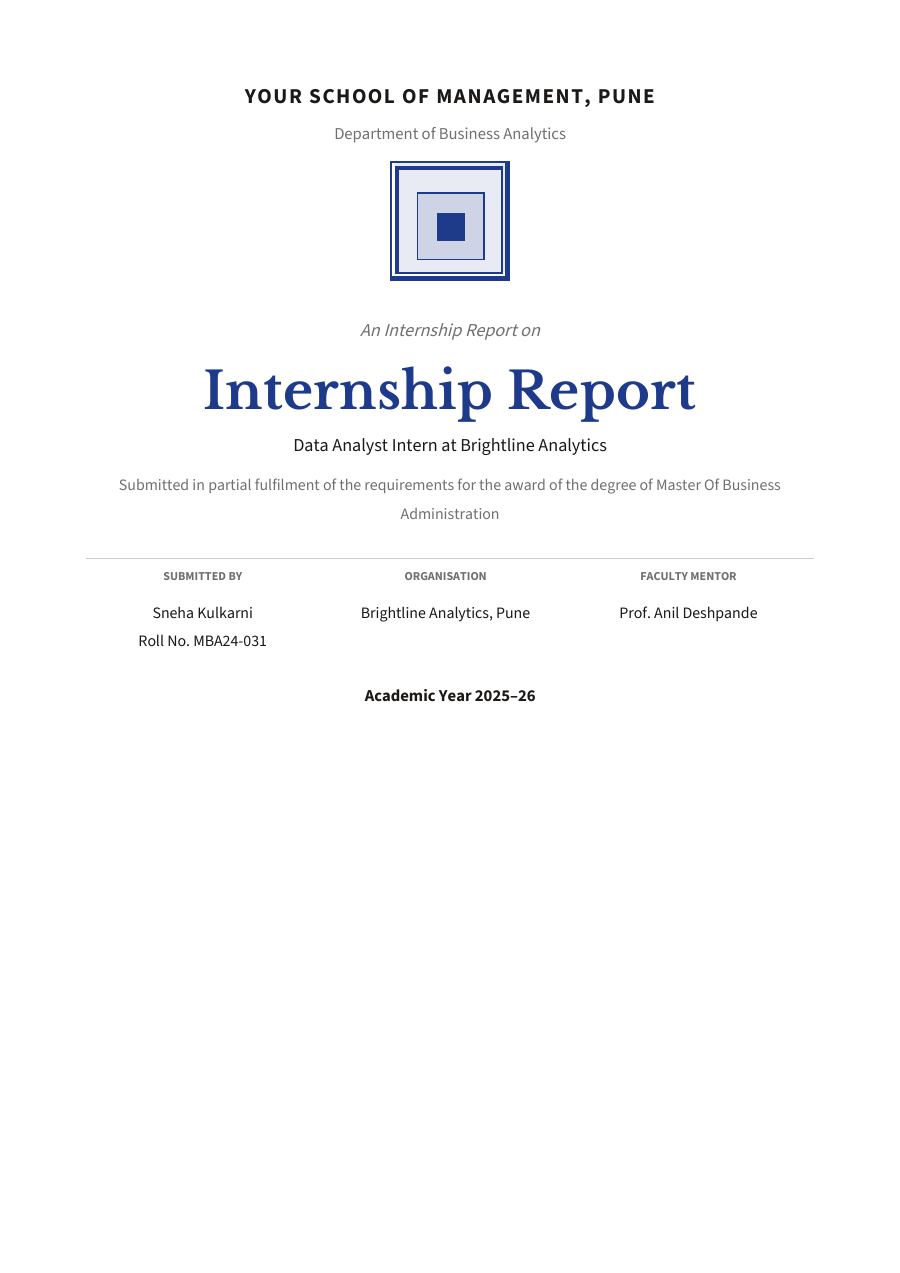 Data Analyst Intern (Academic · Libre Baskerville) — page 1