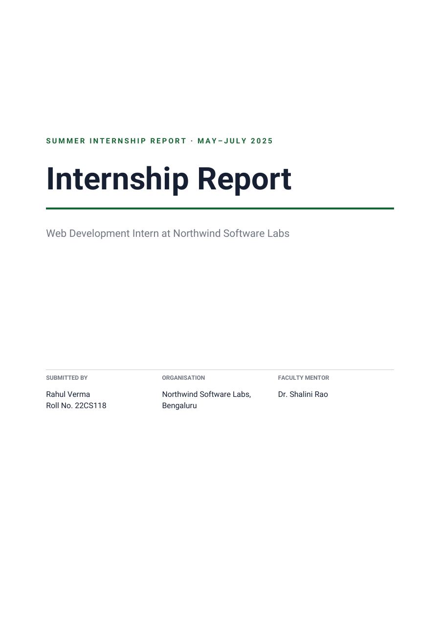 Web Development Intern (Minimal · Roboto) — page 1