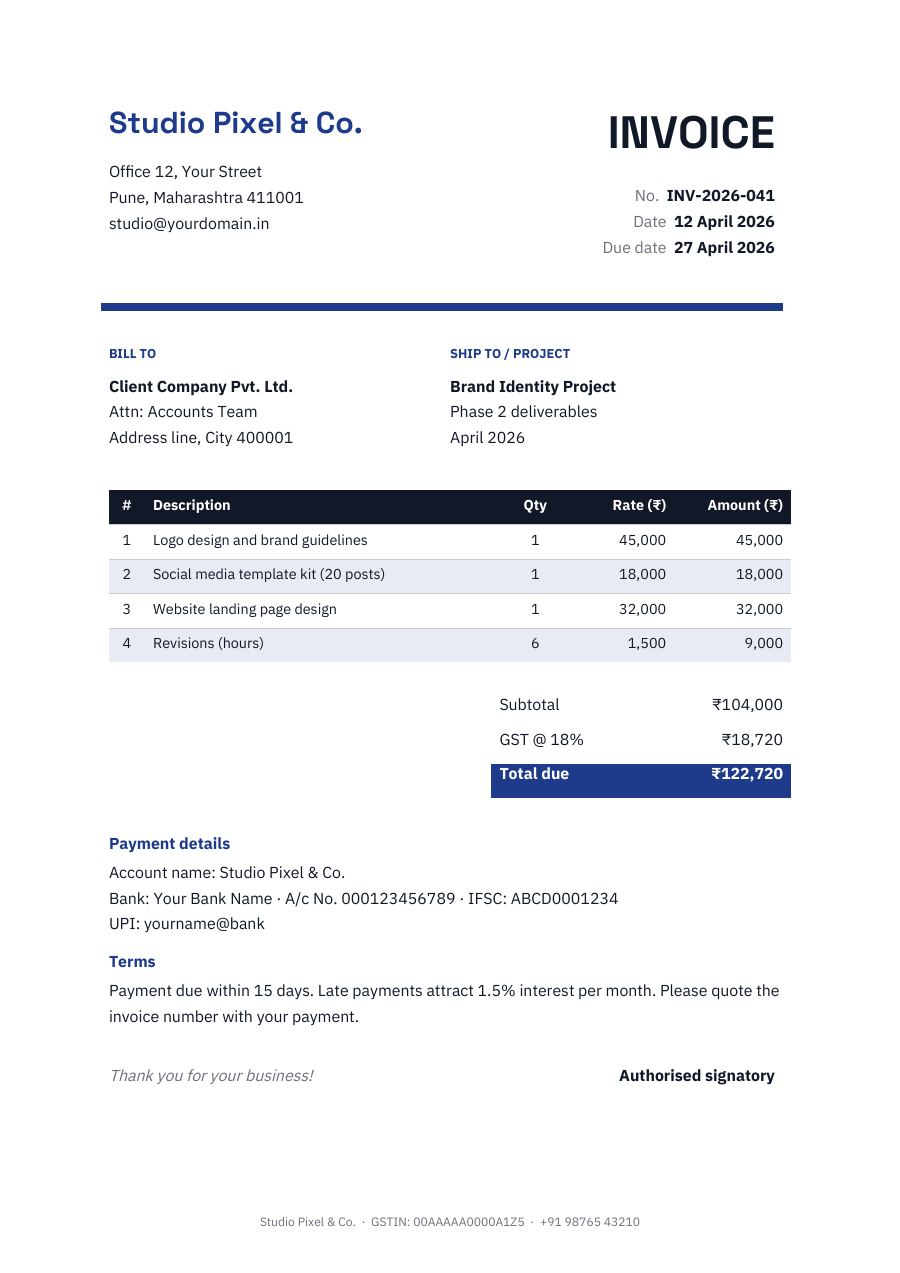 Design Studio Invoice — page 1