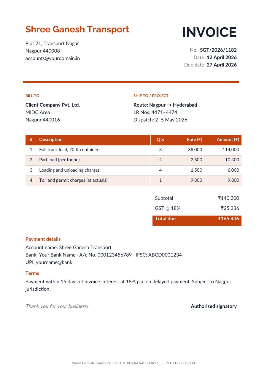 Shree Ganesh Transport — page 1