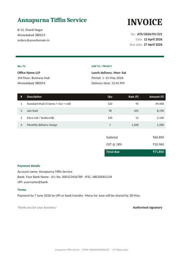 Annapurna Tiffin Service — preview