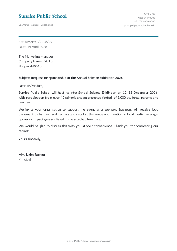 Request for sponsorship of the Annual Science Exhibition 2026 — preview