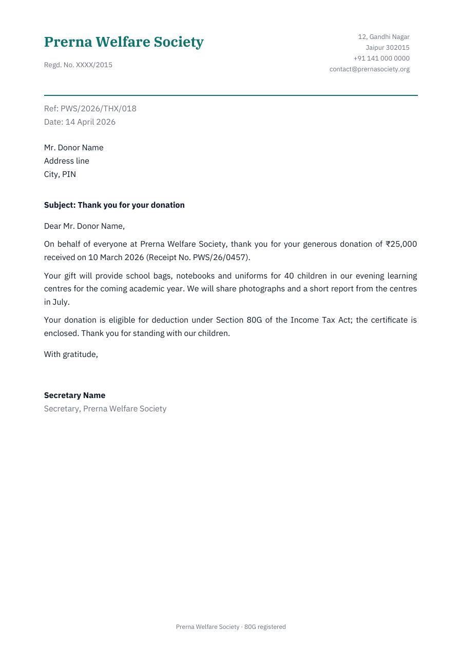 Thank you for your donation — page 1
