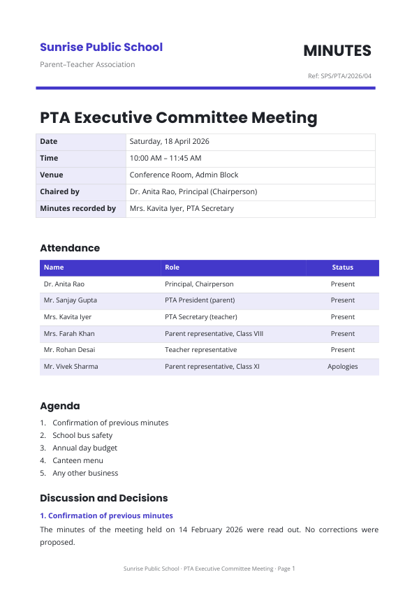PTA Executive Committee Meeting — preview