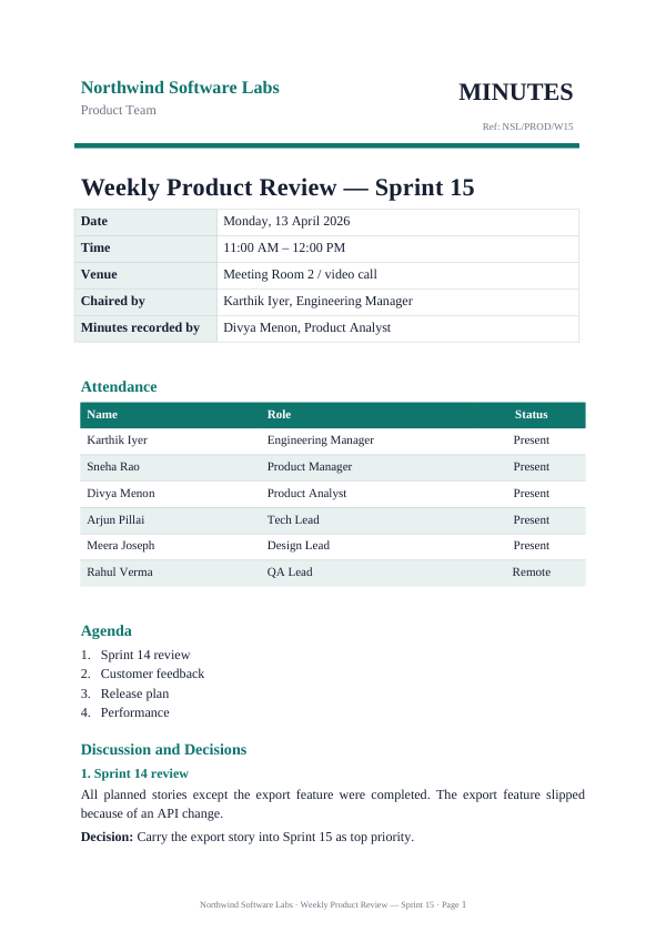 Weekly Product Review — Sprint 15 — preview