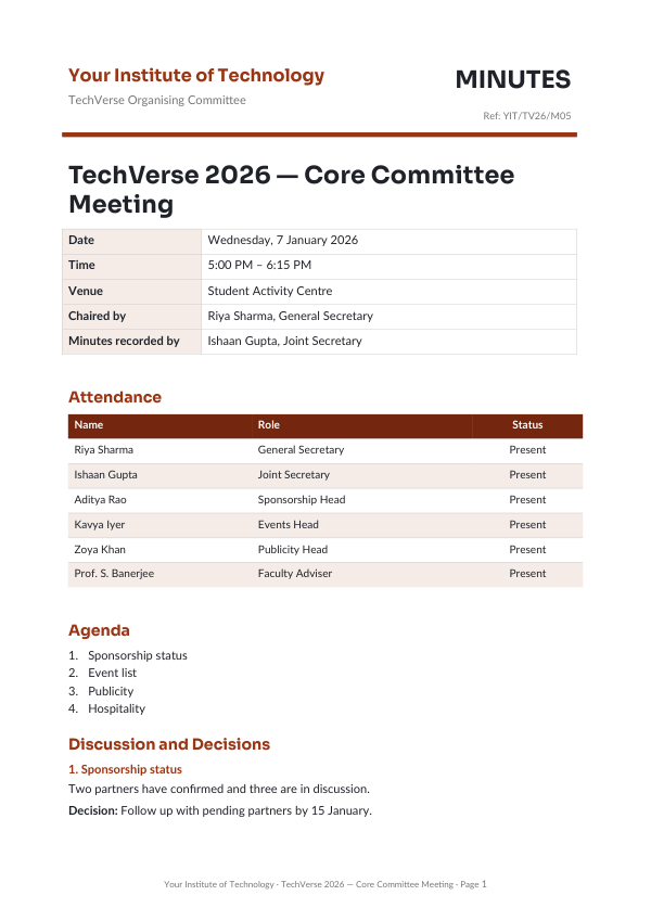 TechVerse 2026 — Core Committee Meeting — preview