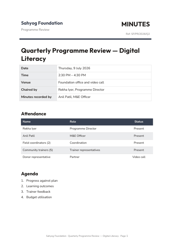 Quarterly Programme Review — Digital Literacy — preview