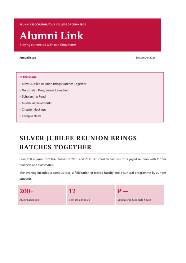 Alumni Link (Framed · PT Serif) — preview