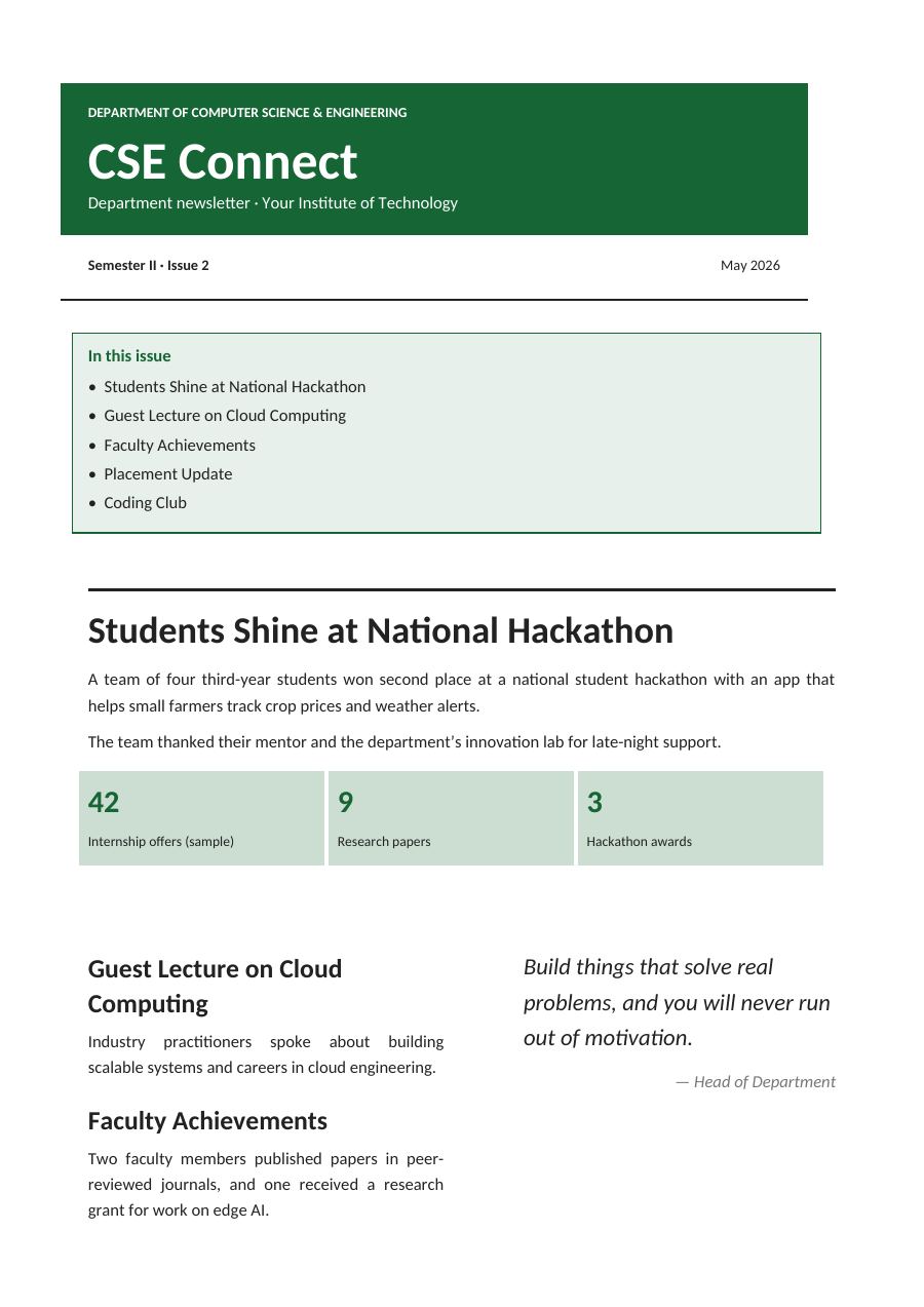 CSE Connect (Editorial · Calibri) — page 1