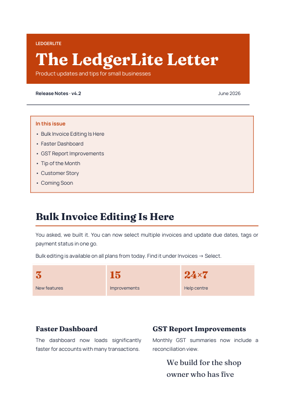 The LedgerLite Letter (Minimal · Fraunces) — preview