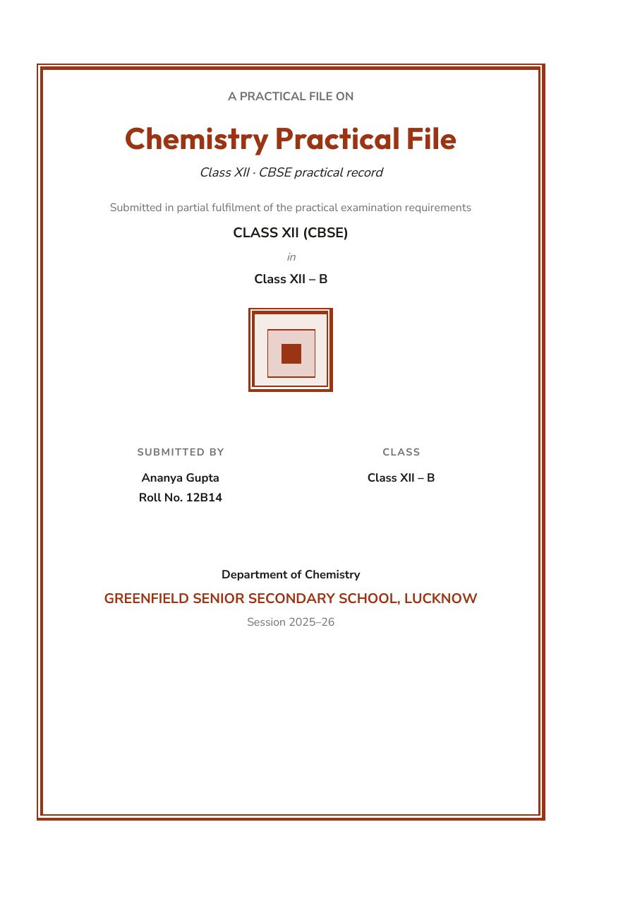 Chemistry Practical File — page 1