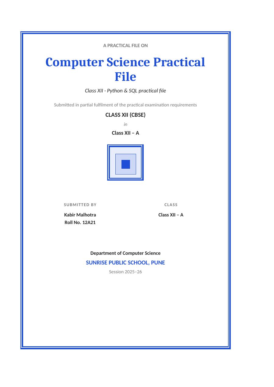 Computer Science Practical File — page 1