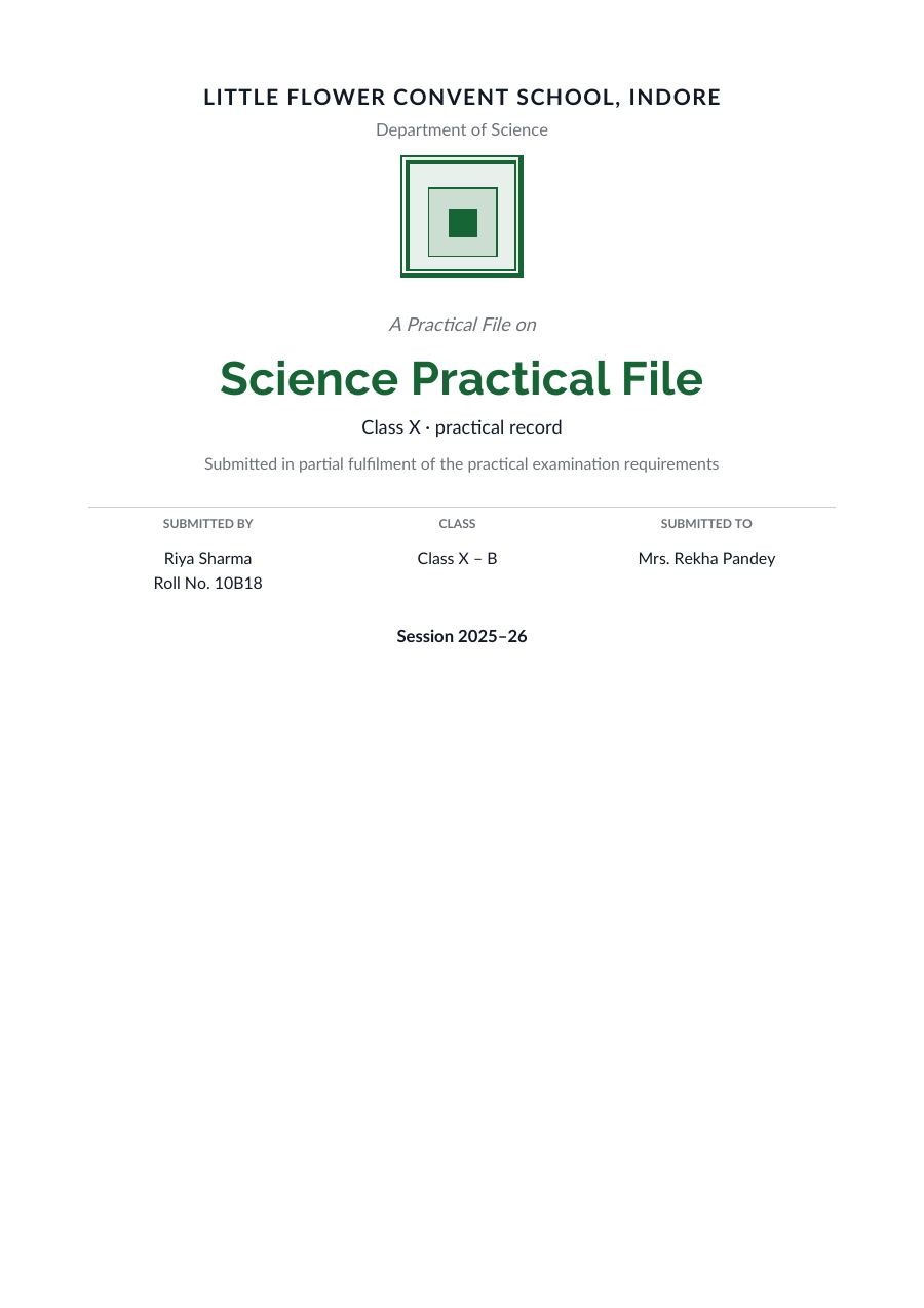 Science Practical File — page 1