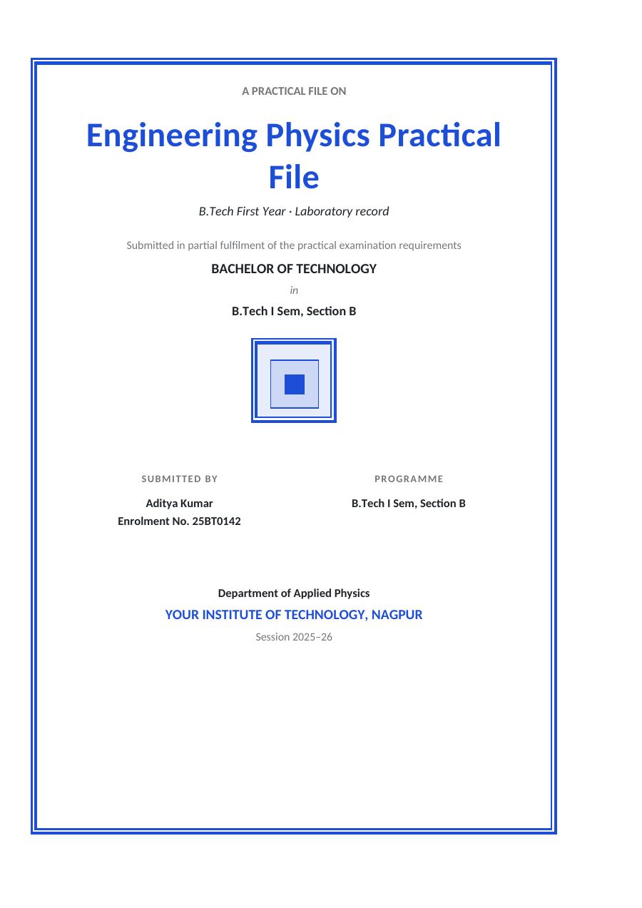 Engineering Physics Practical File (Classic · Calibri) — page 1