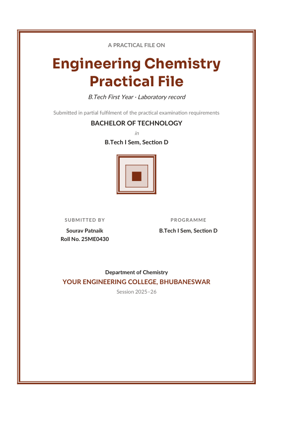 Engineering Chemistry Practical File (Classic · Sora) — preview